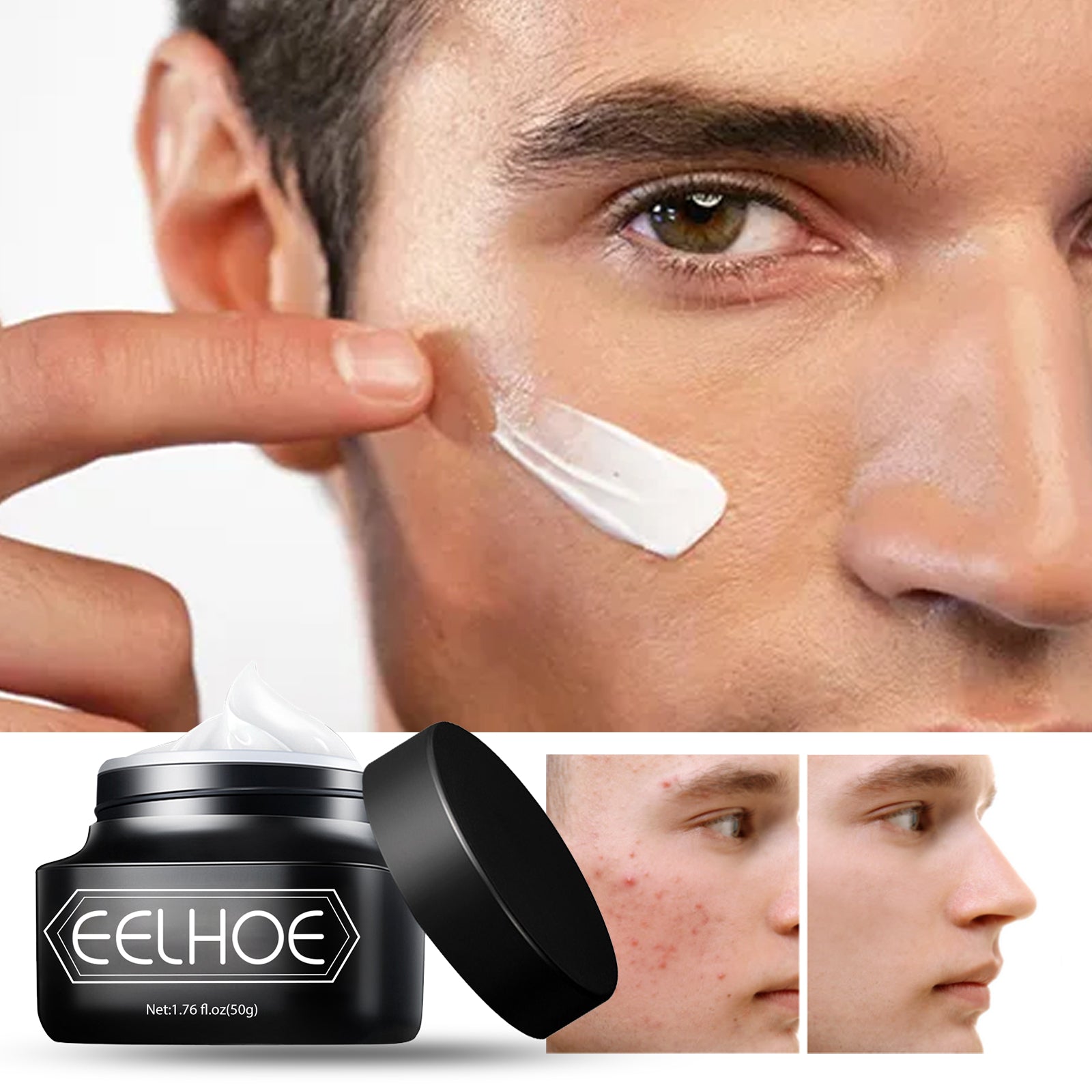 EELHOE Men's No-makeup Cream Refreshing and non-greasy concealer conceals acne marks and brightens skin tone invisible pores lazy cream