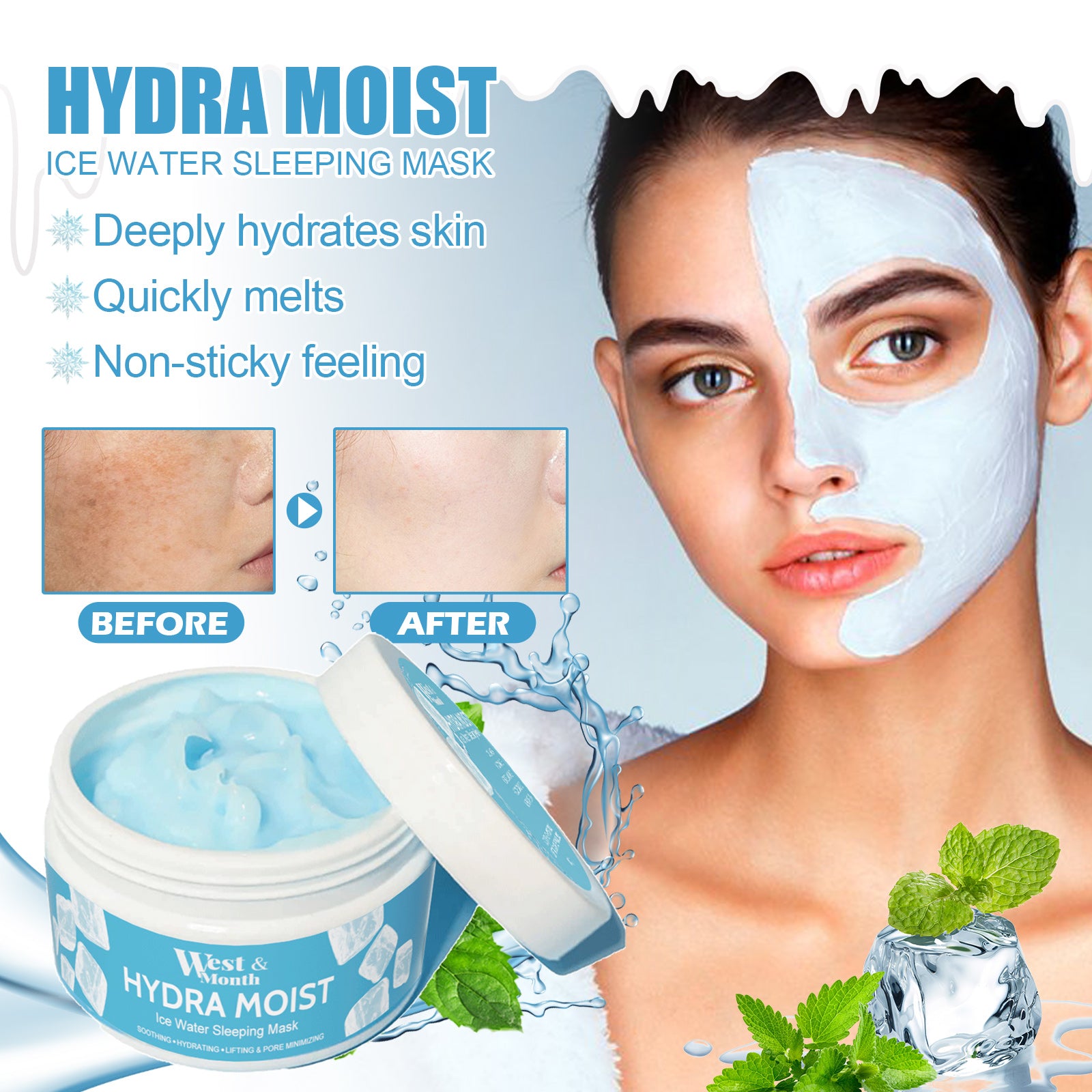 West&Month Rejuvenating Sleeping Mask Deep Cleansing Pores Hydrating Moisturizing Apply Mask