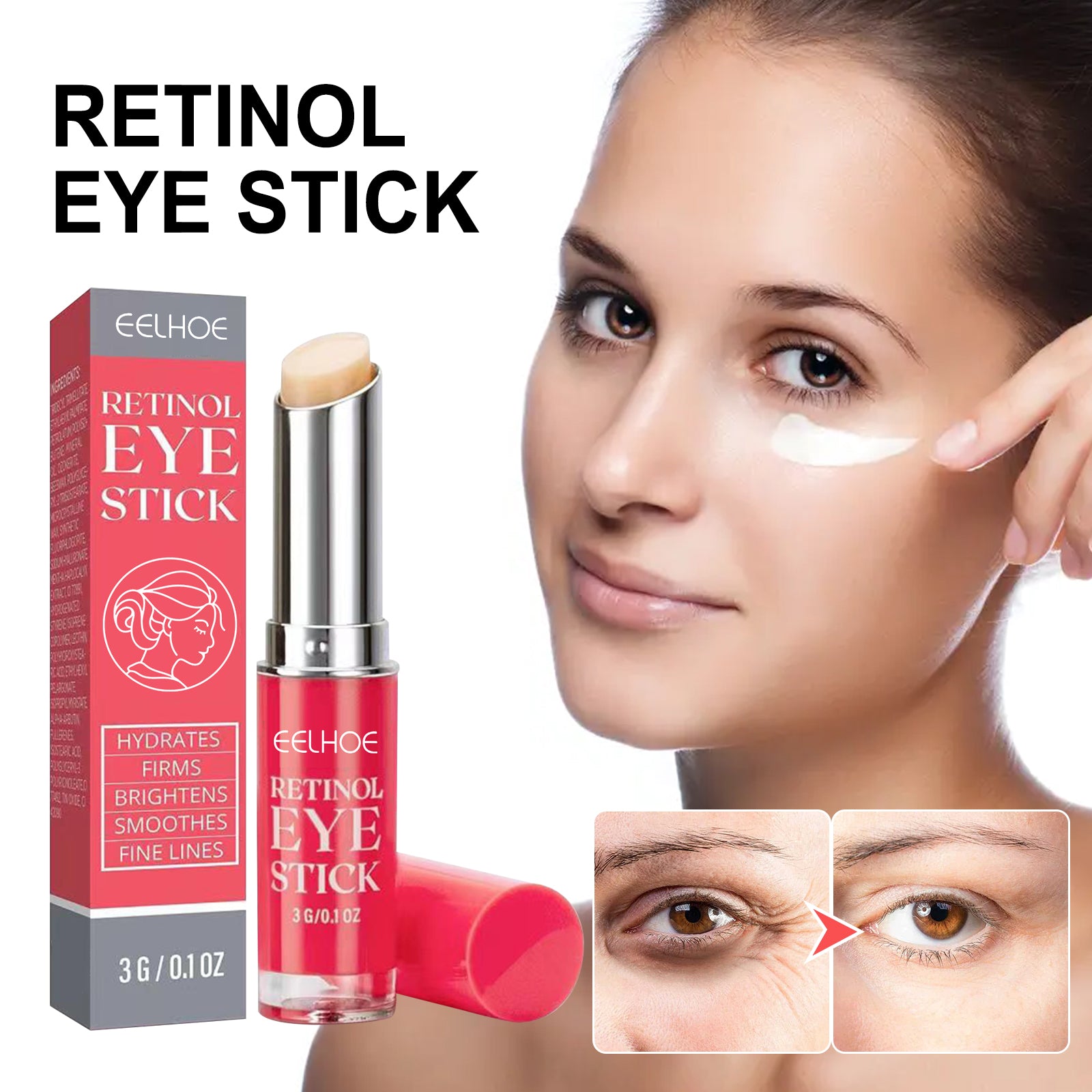EELHOE Retinol Eye Cream Stick Firms and Fine Lines Repairs Eye Skin Rejuvenation Moisturizing Eye Cream Eye Care