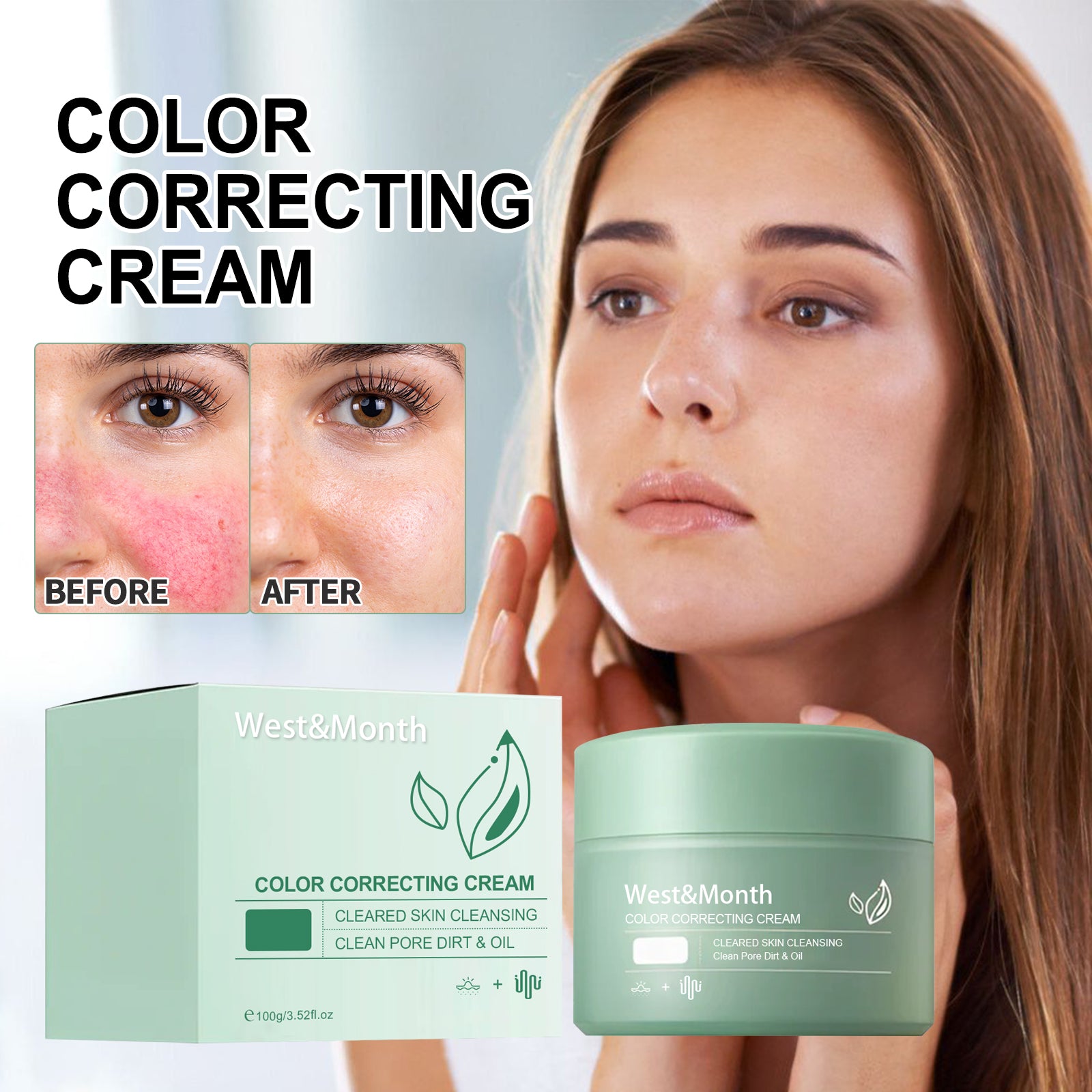 West&Month Color Correcting Cream, Blemishes After Sun Repair, Moisturizing Cream